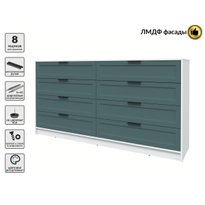 Kомод Тренд КТ-К197 (Белый ЛДСП/ Верде ЛМДФ) Ш1965 В1020 Г451